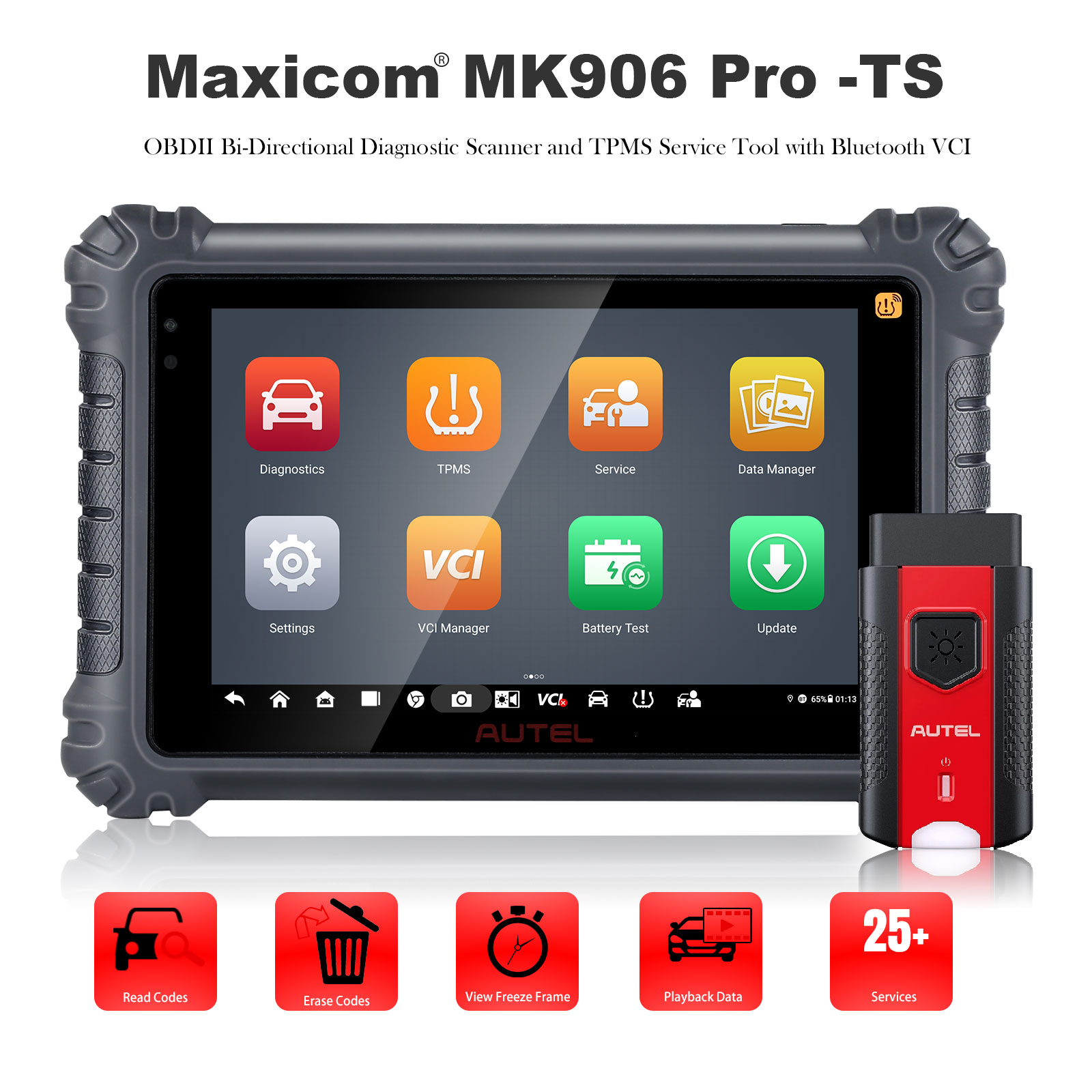 2023 Autel MaxiCOM MK906PRO TS Scanner Combination of MS906BT MS906TS MK80