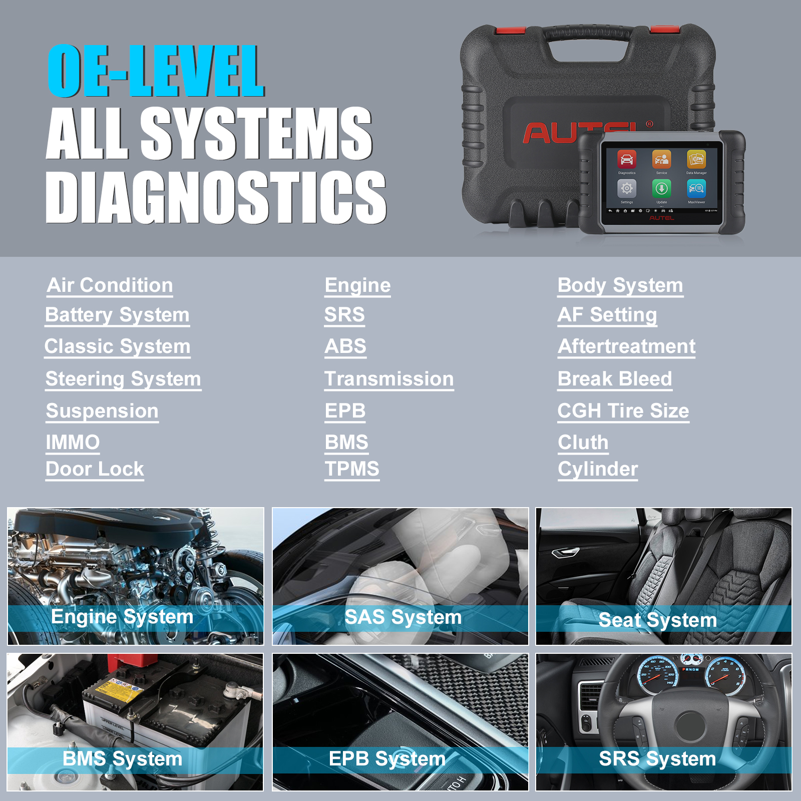 OBD2 Scanner Diagnostic Tool, OEM All-System Diagnostic Scanner for Car,  28+ Services Scan Tool with Oil/IMMO/EPB/BMS/SAS/SRS/TPMS/Gear/Inject